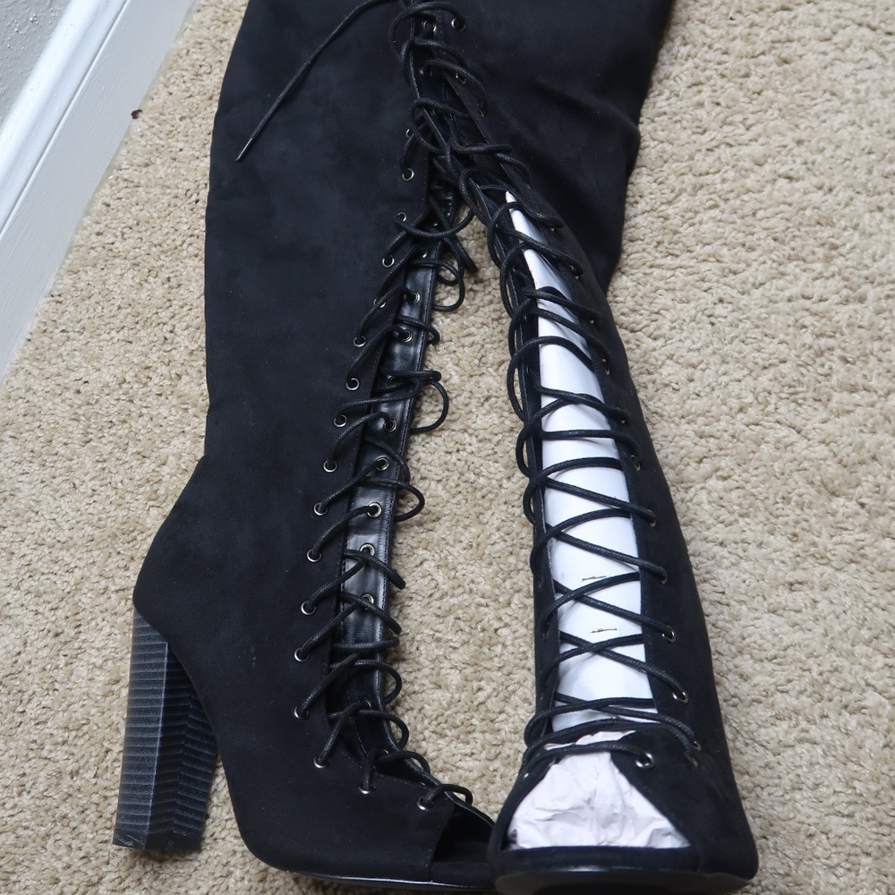 Lace Up Thigh High Boots